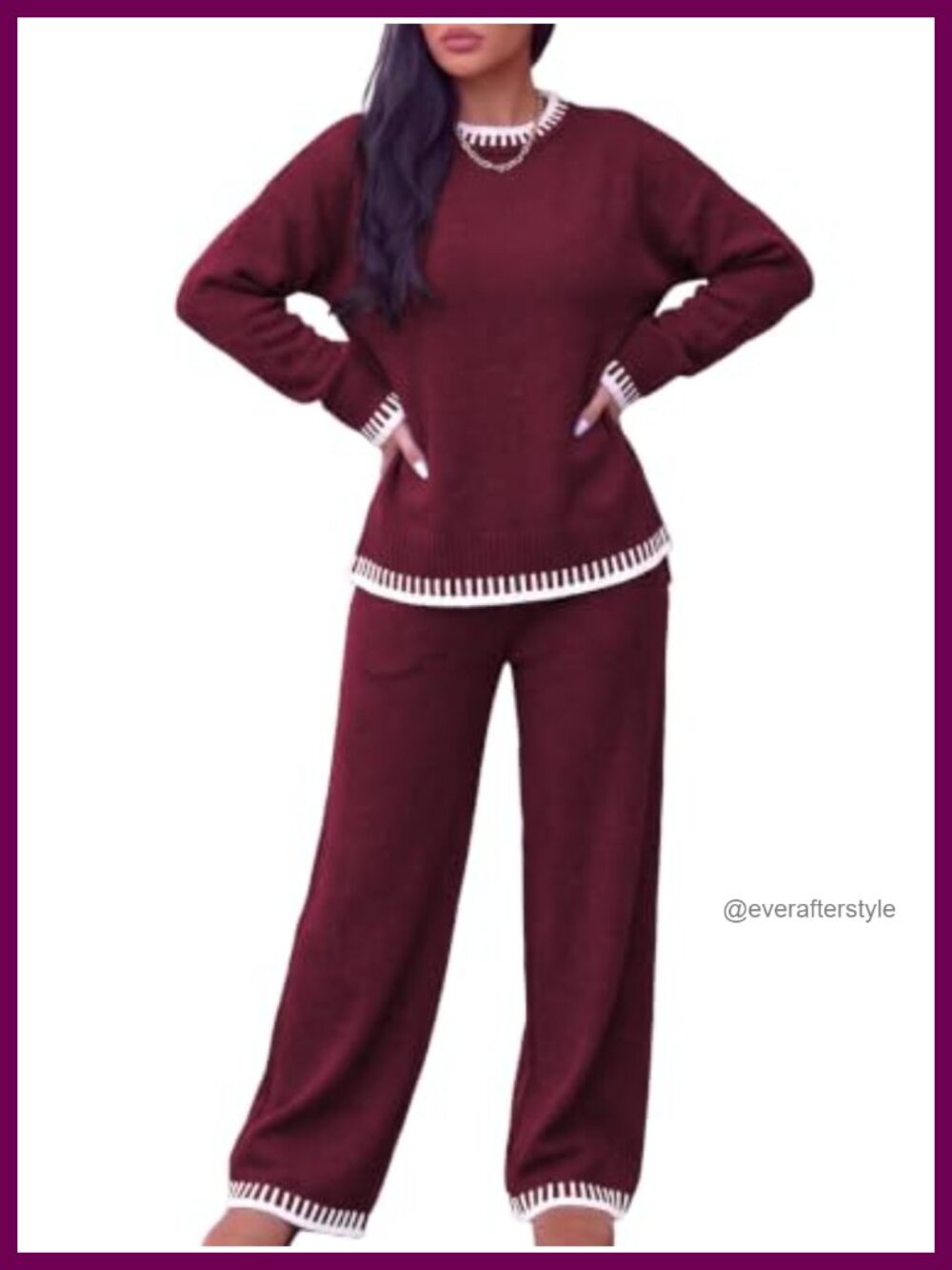 Womens 2 Piece Knit Lounge Set Wide Leg Sweater Pants Tracksuit